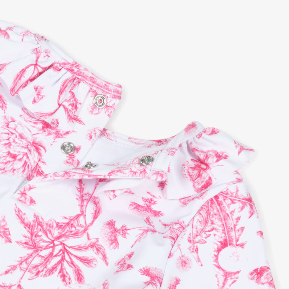 Tartine et Chocolat-مايوه وردي مزهر للبنات مع كشكشات | Childrensalon Outlet