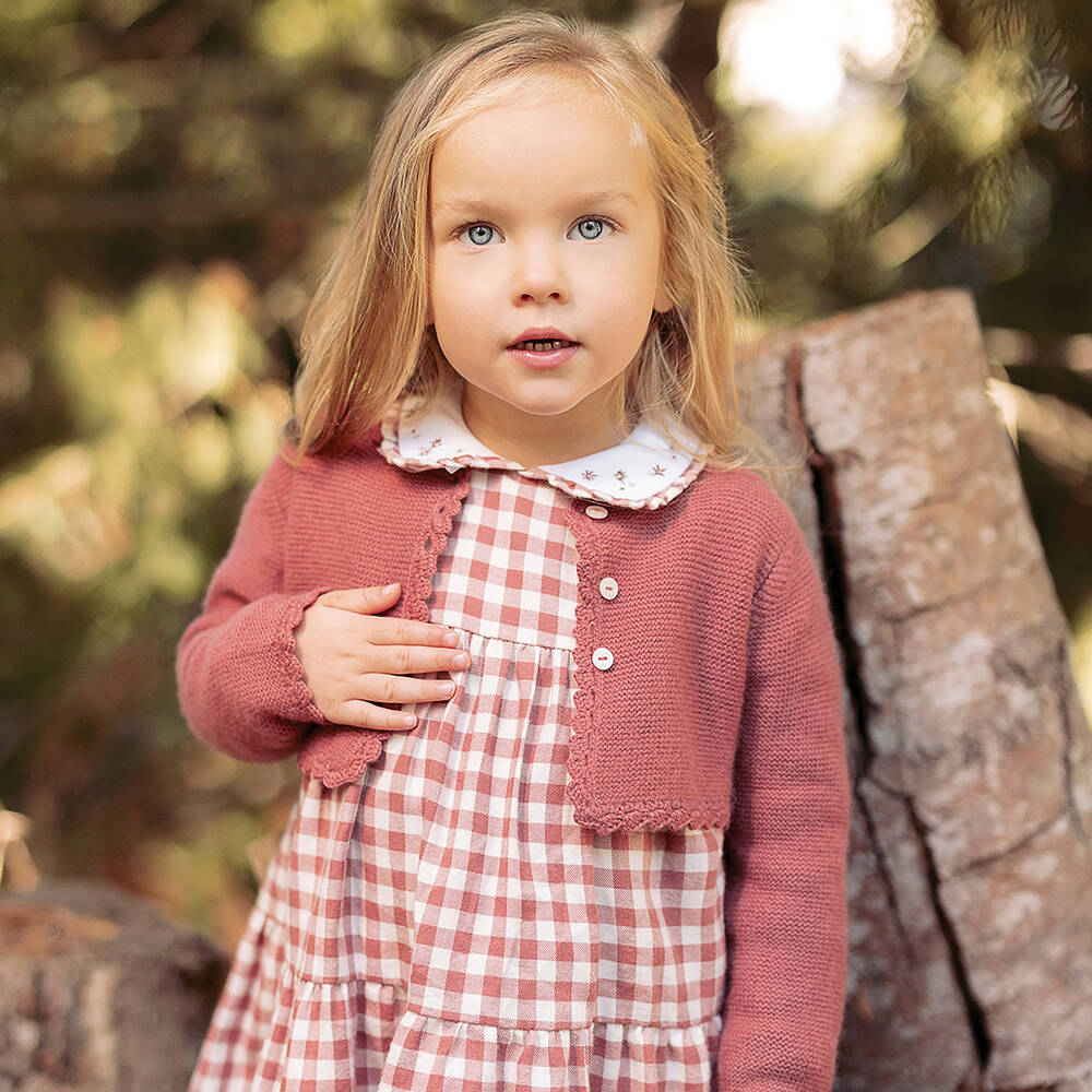 Girls pink gingham dress sale