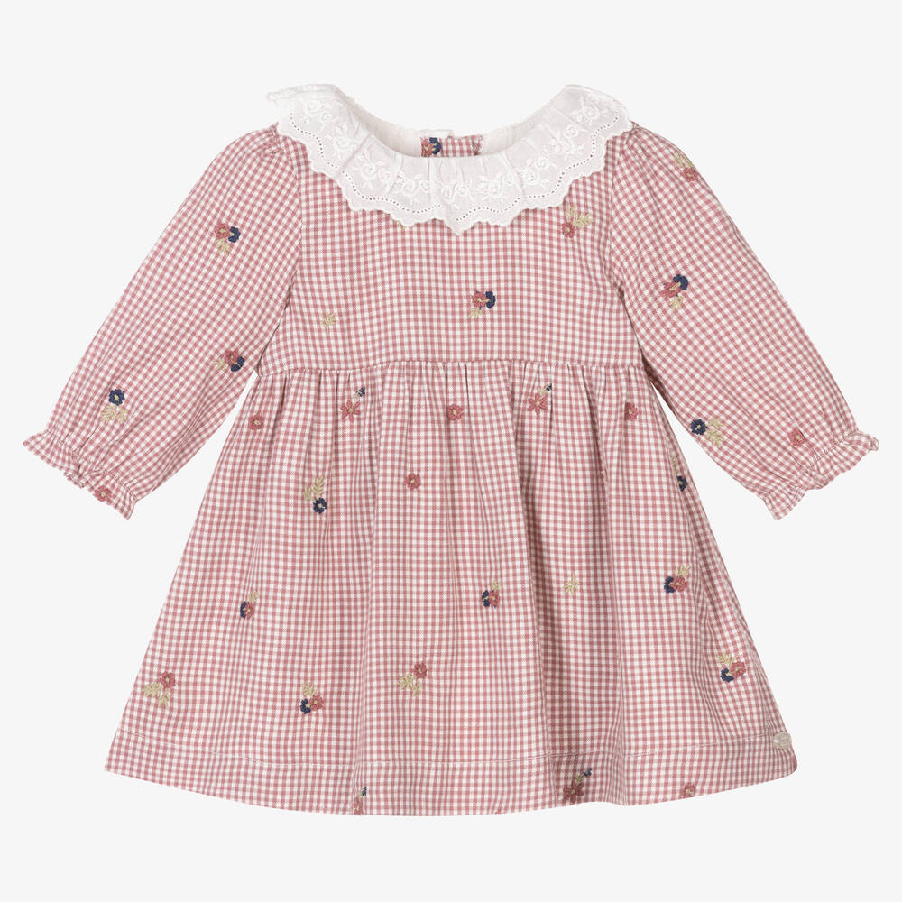 Tartine et Chocolat - Robe vichy rose brodée fille | Childrensalon