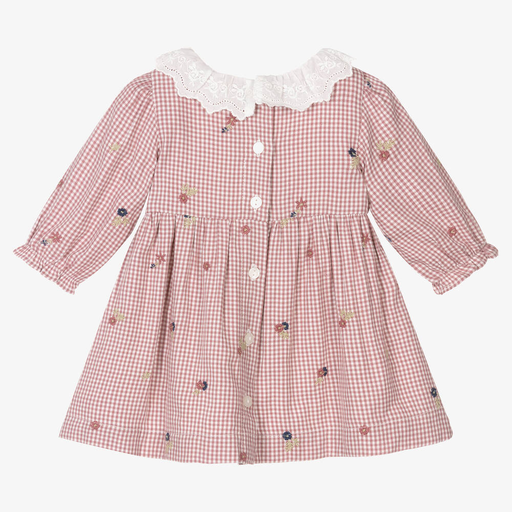 Tartine et Chocolat-Розовое платье в клетку с вышивкой | Childrensalon Outlet