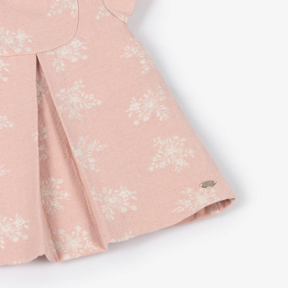 Tartine et Chocolat-Girls Pink & Glittery Ivory Floral Jacquard Dress | Childrensalon Outlet