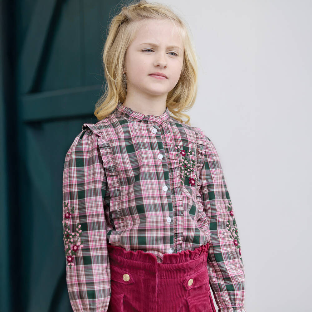 Tartine et Chocolat-Розовая клетчатая хлопковая блузка для девочек | Childrensalon Outlet