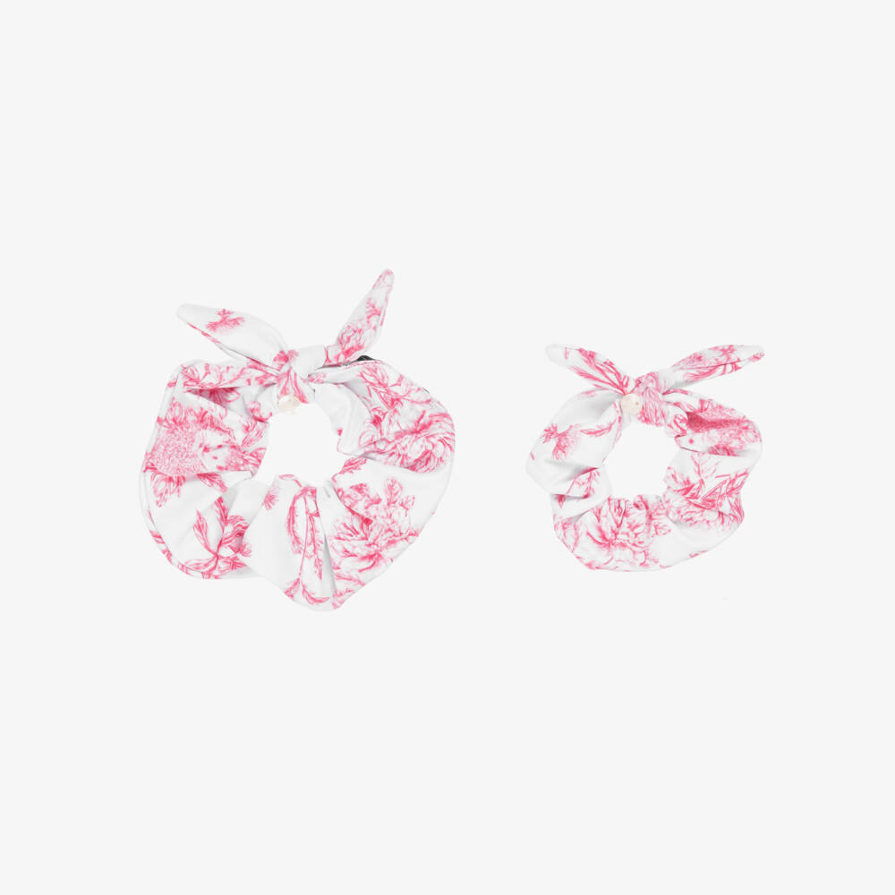 Tartine et Chocolat-Girls Pink & Ivory Floral Hair Ties | Childrensalon Outlet