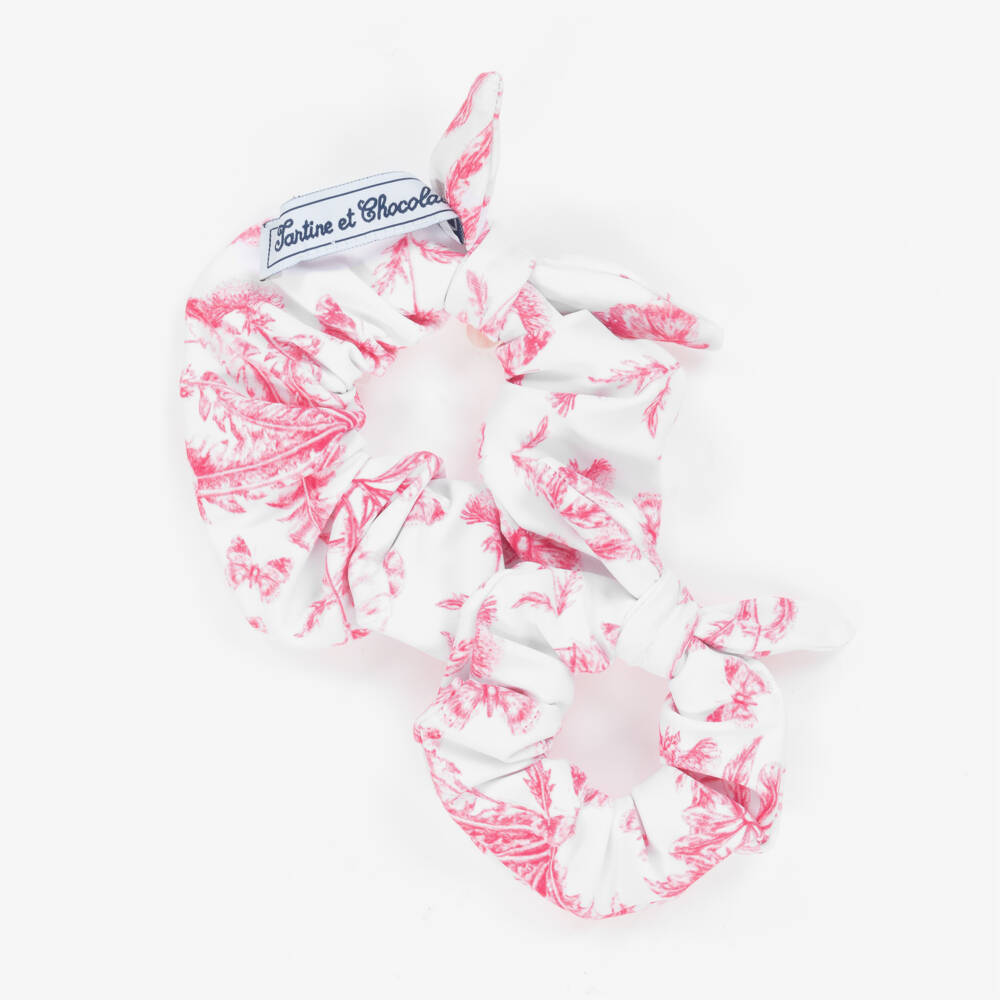 Tartine et Chocolat-Girls Pink & Ivory Floral Hair Ties | Childrensalon Outlet
