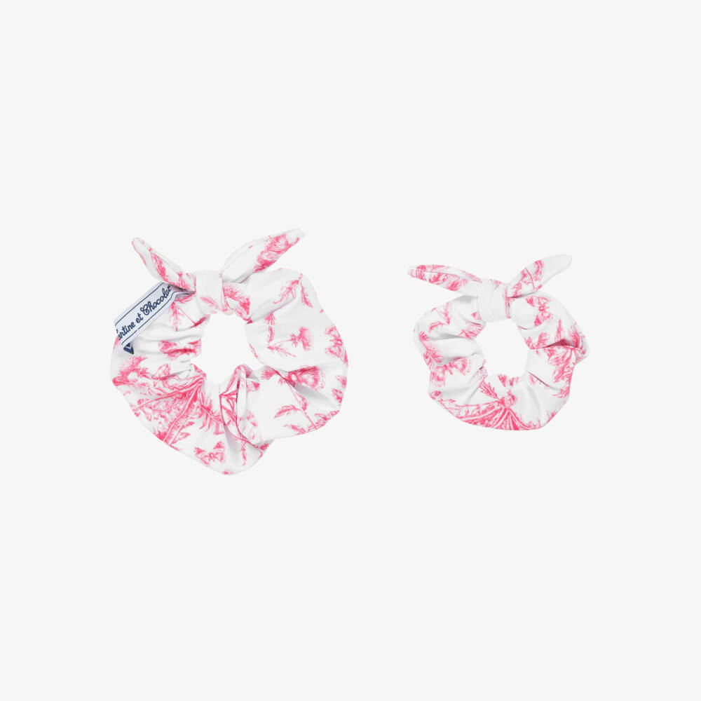 Tartine et Chocolat-Girls Pink & Ivory Floral Hair Ties | Childrensalon Outlet