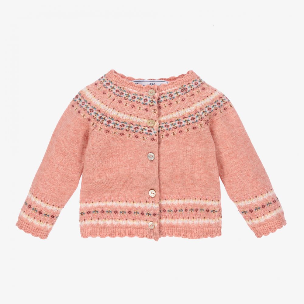 Tartine et Chocolat - Girls Pink Knitted Cardigan | Childrensalon