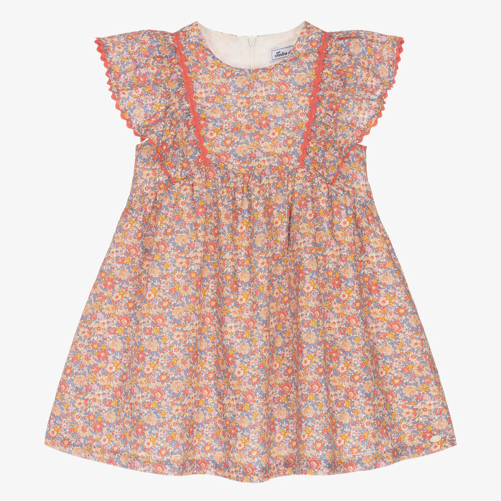Tartine et Chocolat - Girls Pink Liberty Floral Cotton Dress | Childrensalon