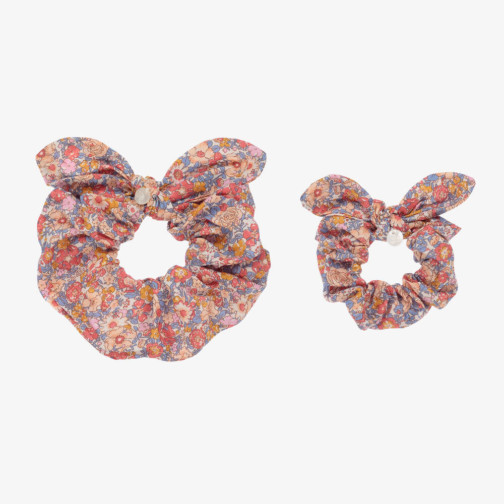 Tartine et Chocolat - Girls Pink Liberty Print Scrunchies (2 Pack) | Childrensalon