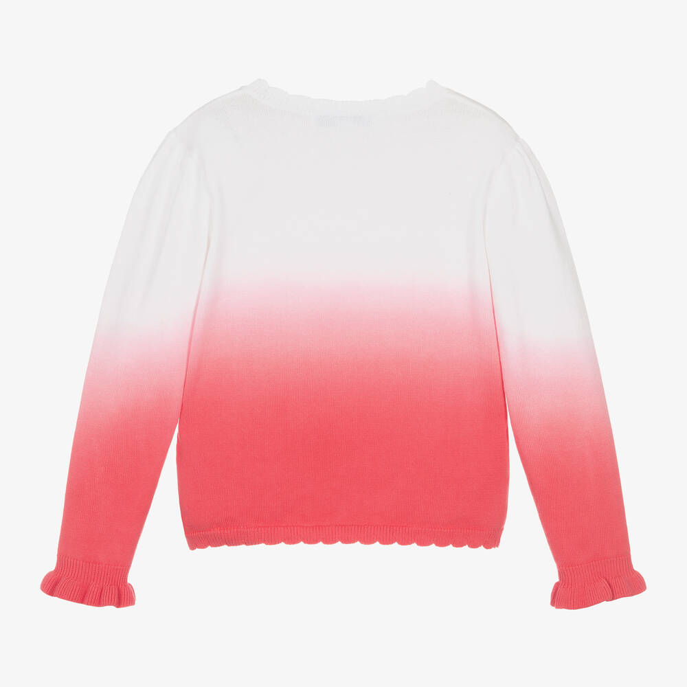 Tartine et Chocolat-Girls Pink Ombré Knitted Cotton Sweater | Childrensalon Outlet