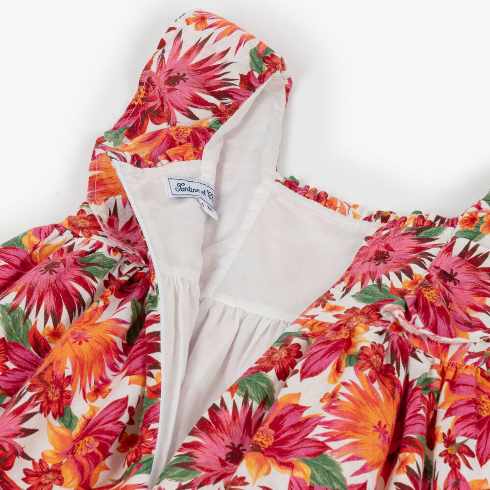 Tartine et Chocolat-Girls Pink & Orange Floral Dress | Childrensalon Outlet