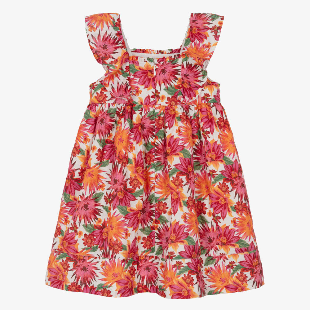 Tartine et Chocolat-Girls Pink & Orange Floral Dress | Childrensalon Outlet