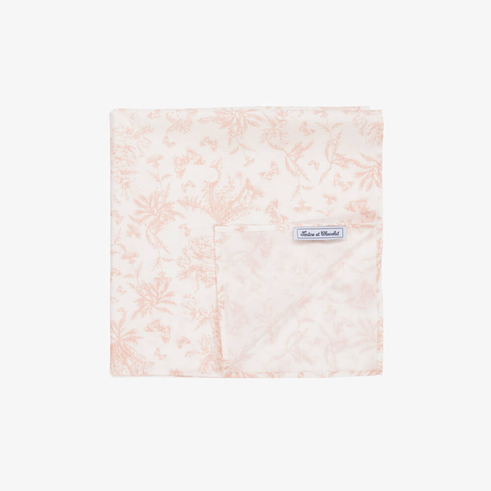 Tartine et Chocolat-Girls Pink Patterned Cotton Scarf | Childrensalon Outlet