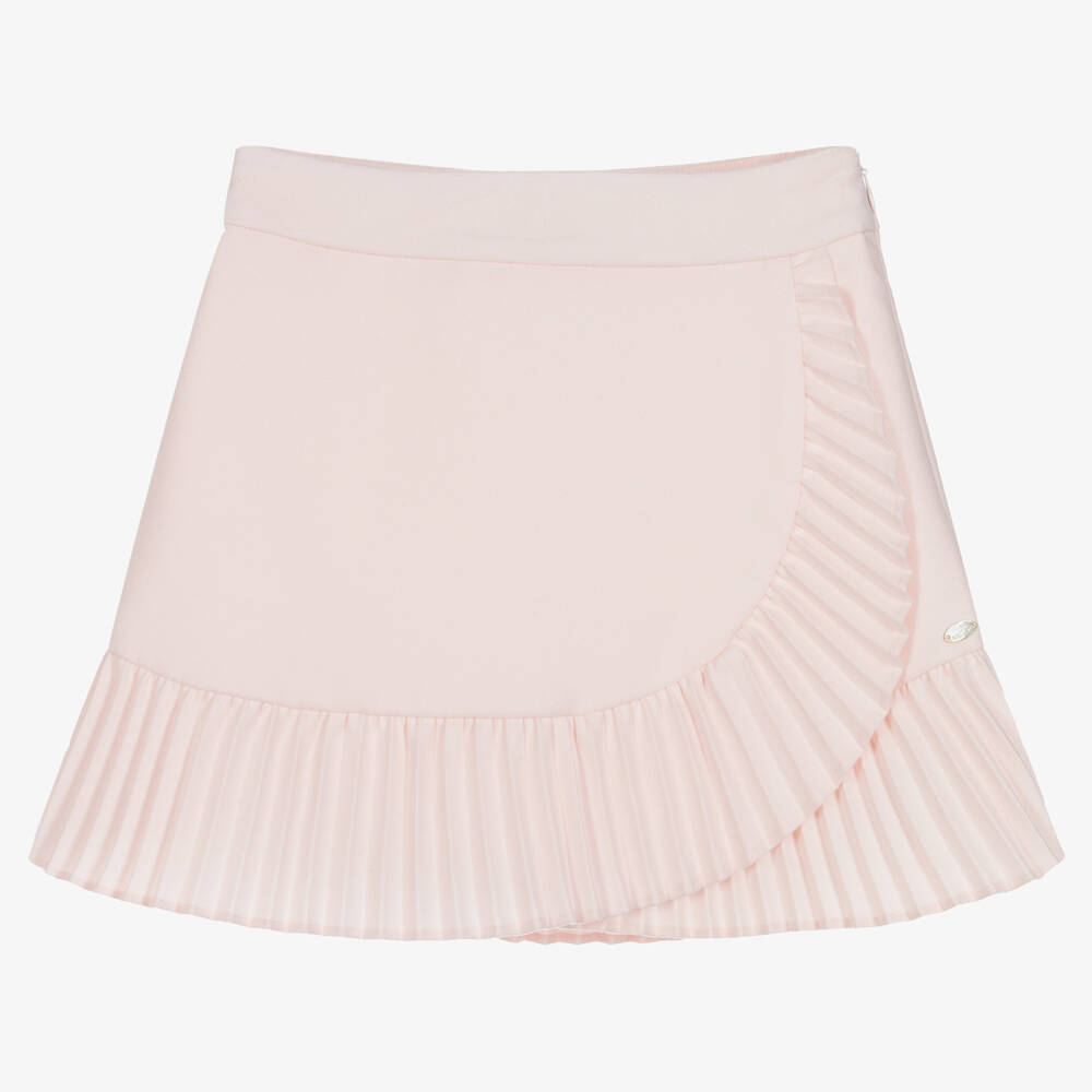 Tartine et Chocolat-Girls Pink Pleated Frill Skirt | Childrensalon Outlet