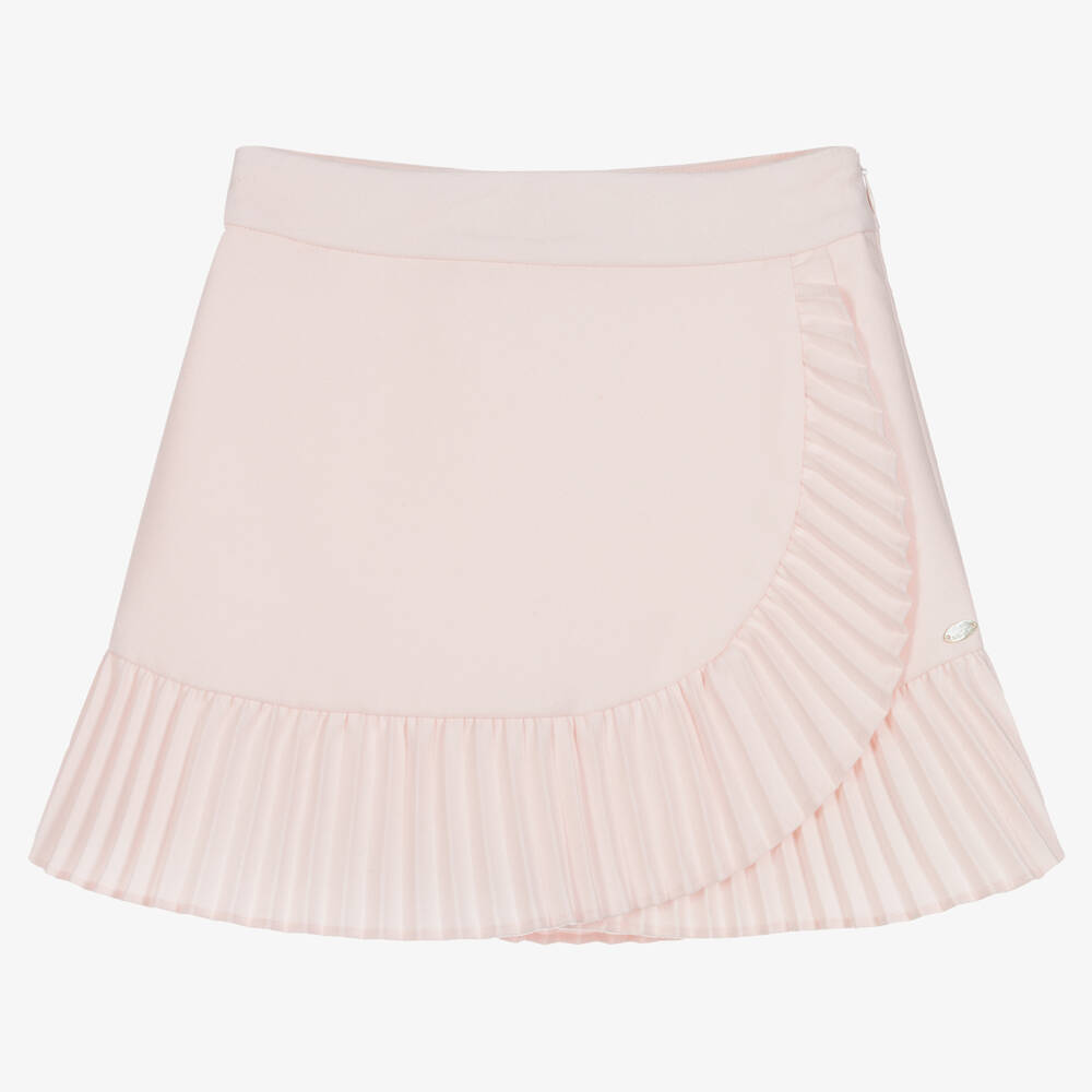 Tartine et Chocolat - Girls Pink Pleated Frill Skirt | Childrensalon