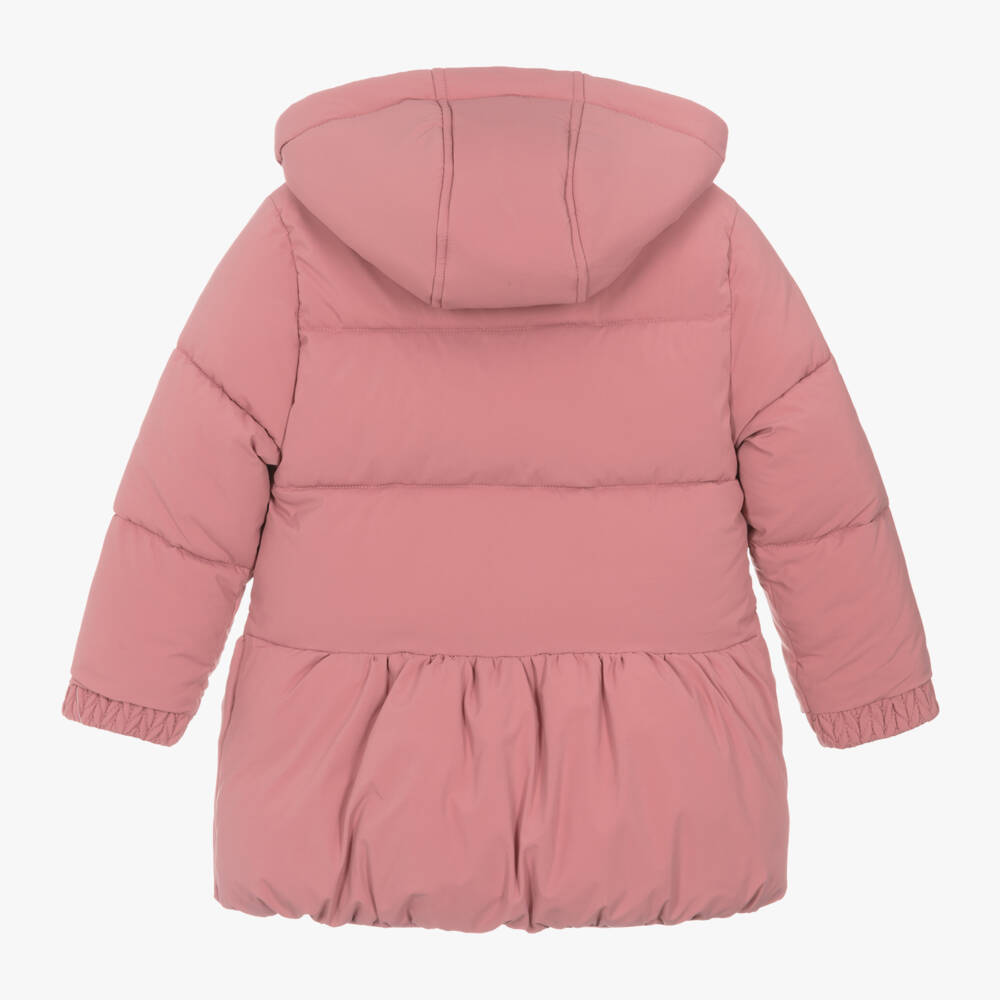 Tartine et Chocolat-Girls Pink Quilted Hooded Jacket | Childrensalon Outlet