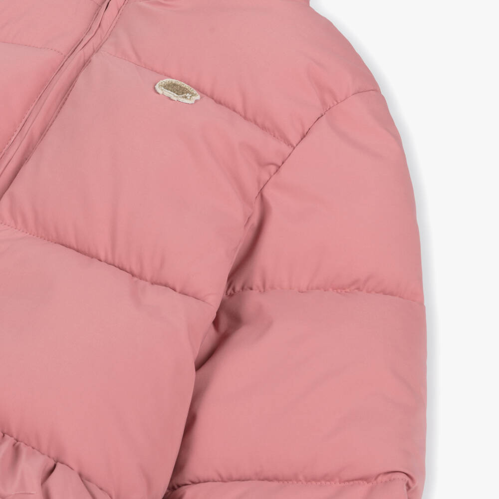 Tartine et Chocolat-Girls Pink Quilted Hooded Jacket | Childrensalon Outlet
