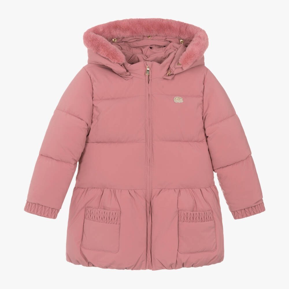 Tartine et Chocolat-Girls Pink Quilted Hooded Jacket | Childrensalon Outlet