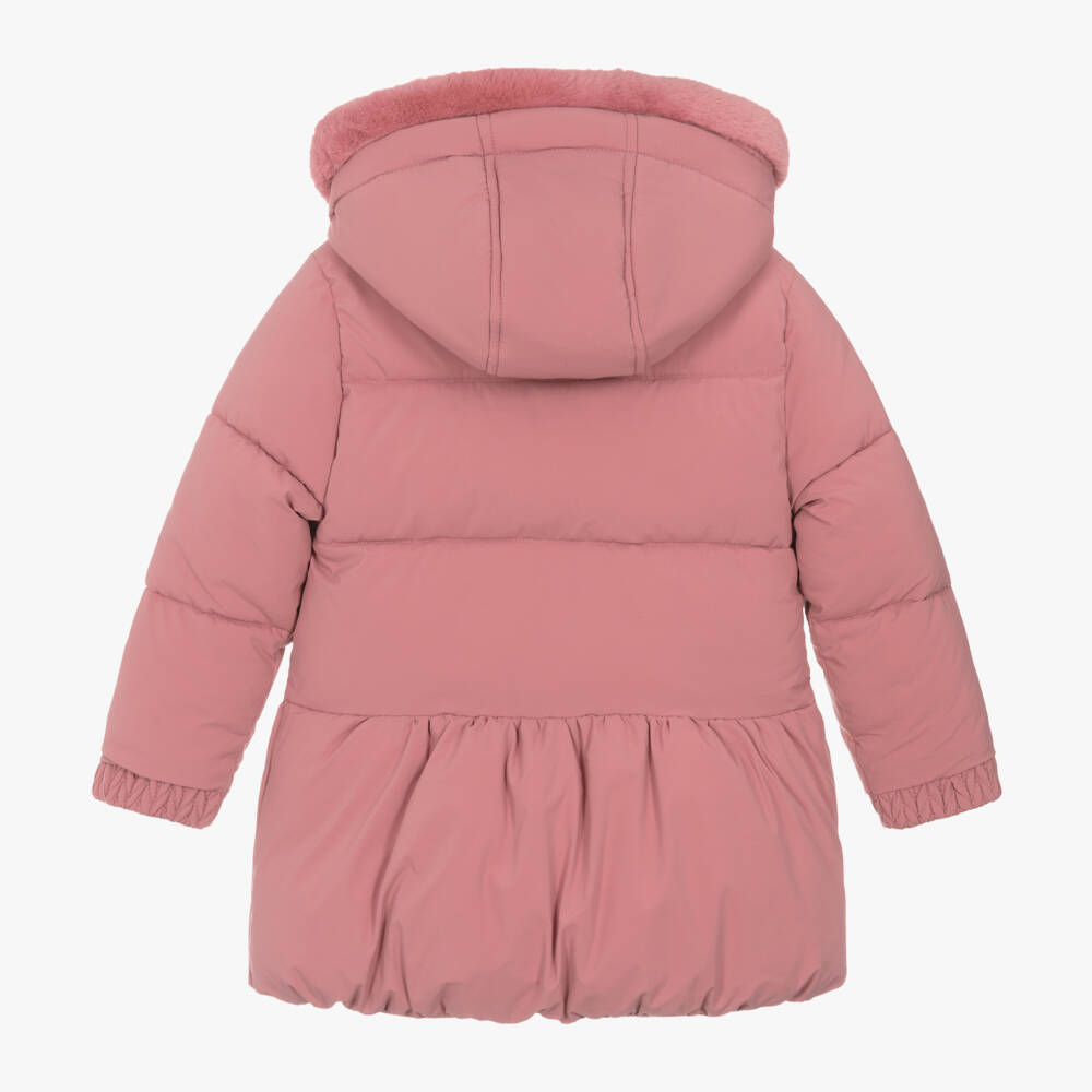 Tartine et Chocolat-Girls Pink Quilted Hooded Jacket | Childrensalon Outlet