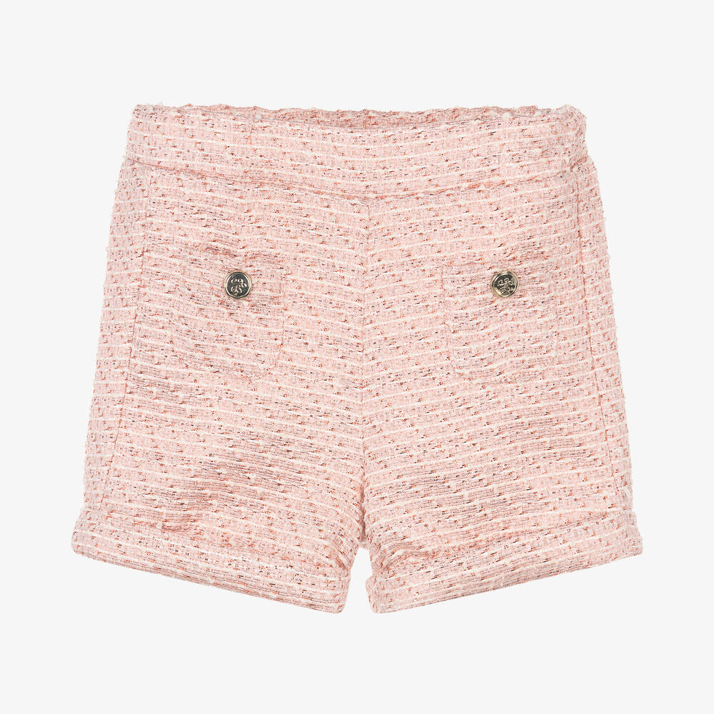 Tartine et Chocolat - Girls Pink Shimmer Cotton Shorts | Childrensalon