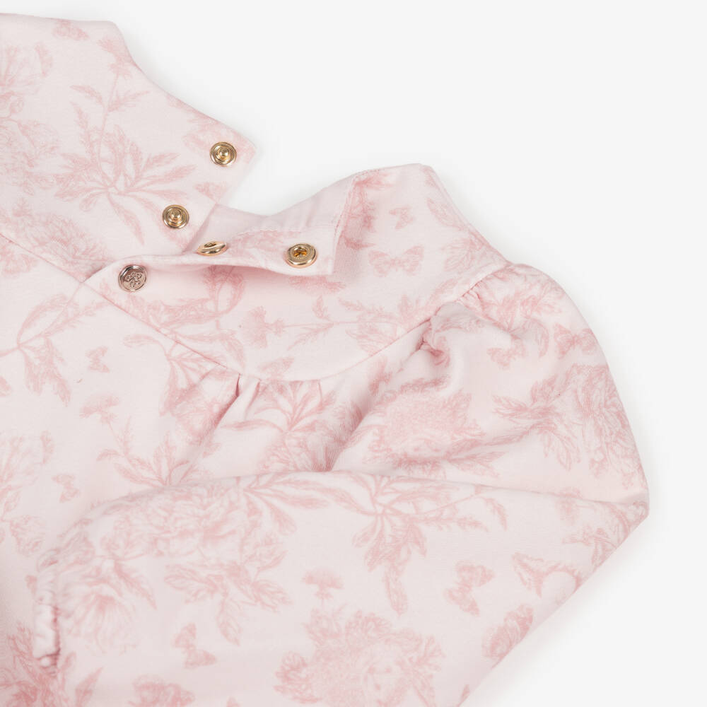 Tartine et Chocolat-Girls Pink Toile De Jouy Cotton Dress | Childrensalon Outlet