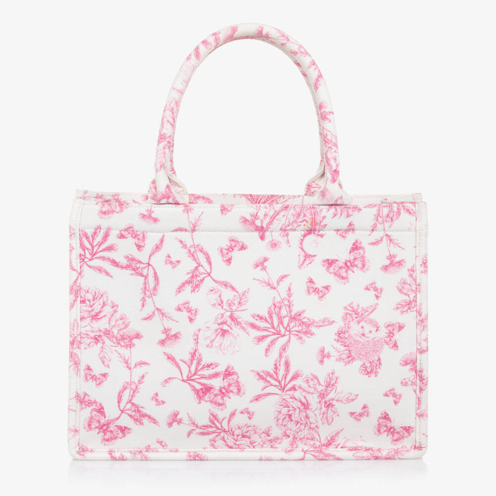 Tartine et Chocolat-Girls Pink & White Patterned Tote | Childrensalon Outlet