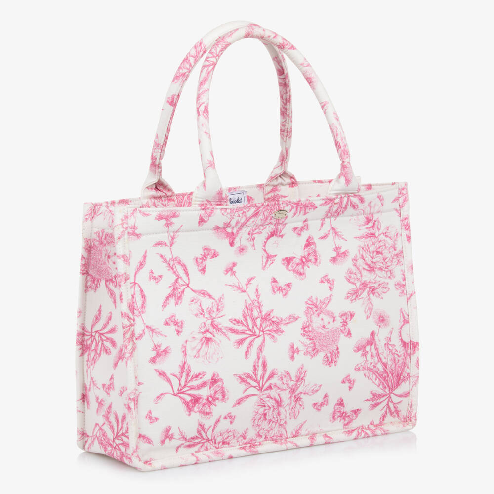 Tartine et Chocolat-Girls Pink & White Patterned Tote | Childrensalon Outlet