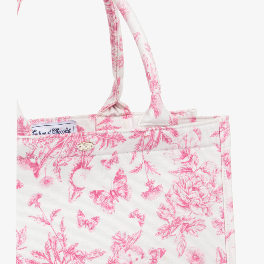 Tartine et Chocolat-Girls Pink & White Patterned Tote | Childrensalon Outlet
