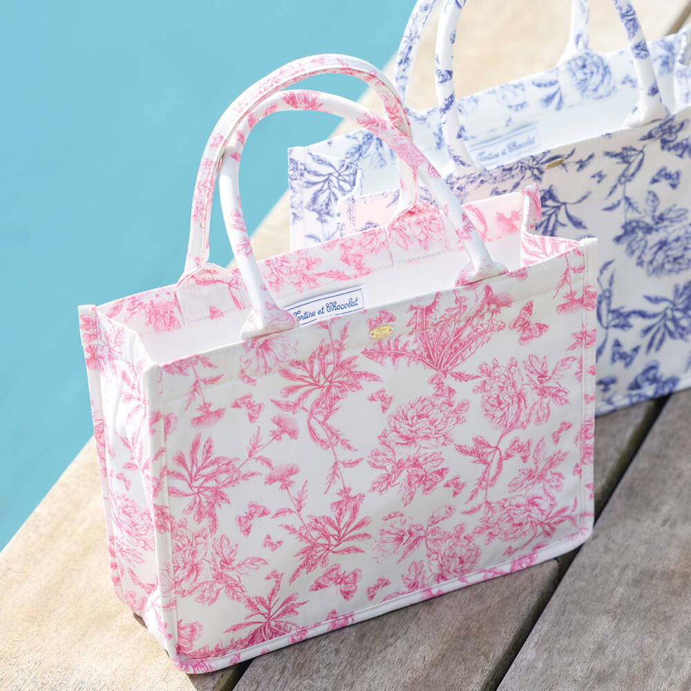 Tartine et Chocolat-Girls Pink & White Patterned Tote | Childrensalon Outlet