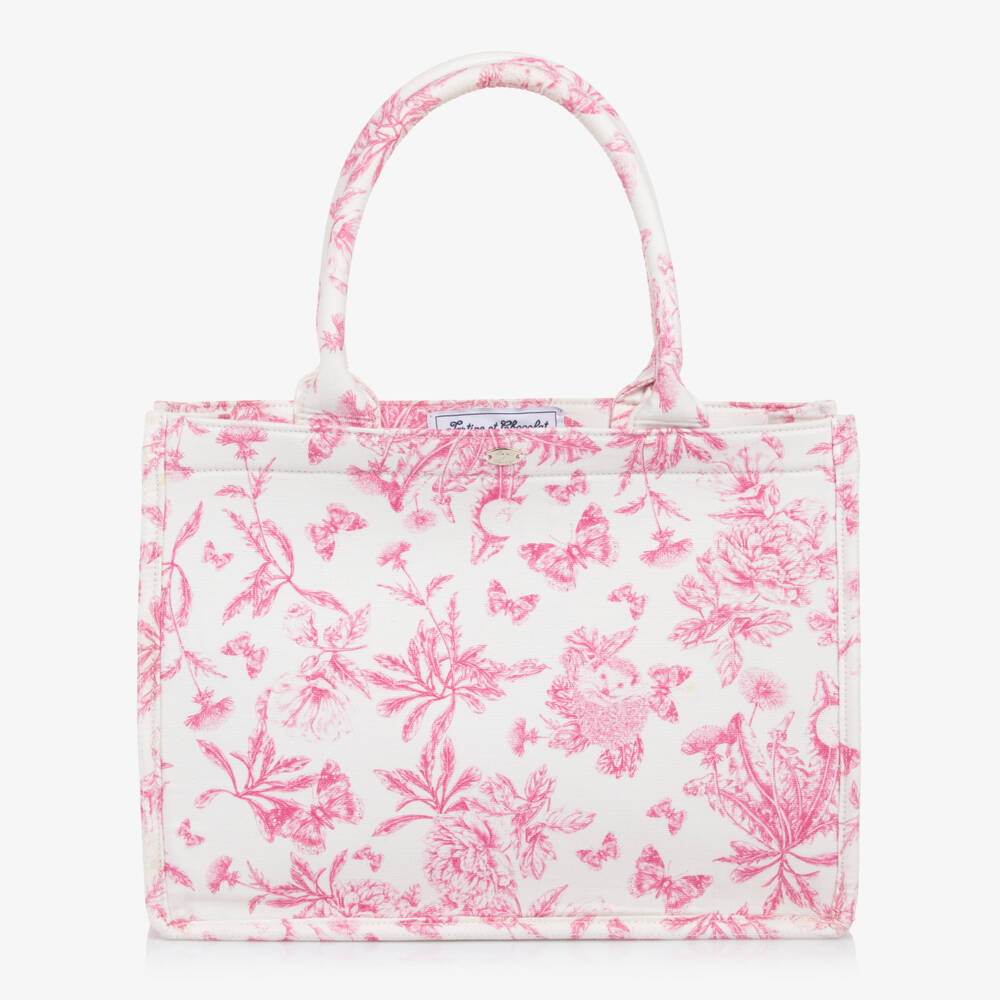 Tartine et Chocolat-Girls Pink & White Patterned Tote | Childrensalon Outlet