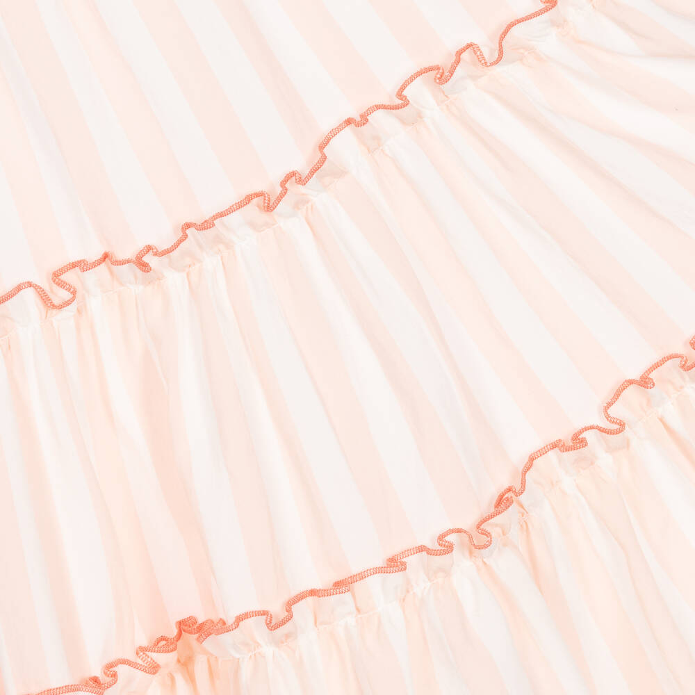 Tartine et Chocolat-Girls Pink & White Stripe Ruffle Dress | Childrensalon Outlet