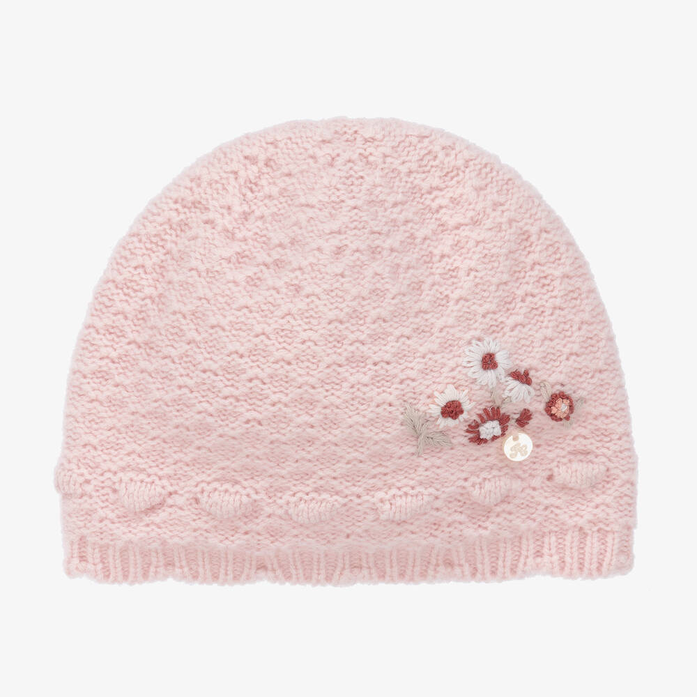 Tartine et Chocolat - Girls Pink Wool Knit Hat | Childrensalon