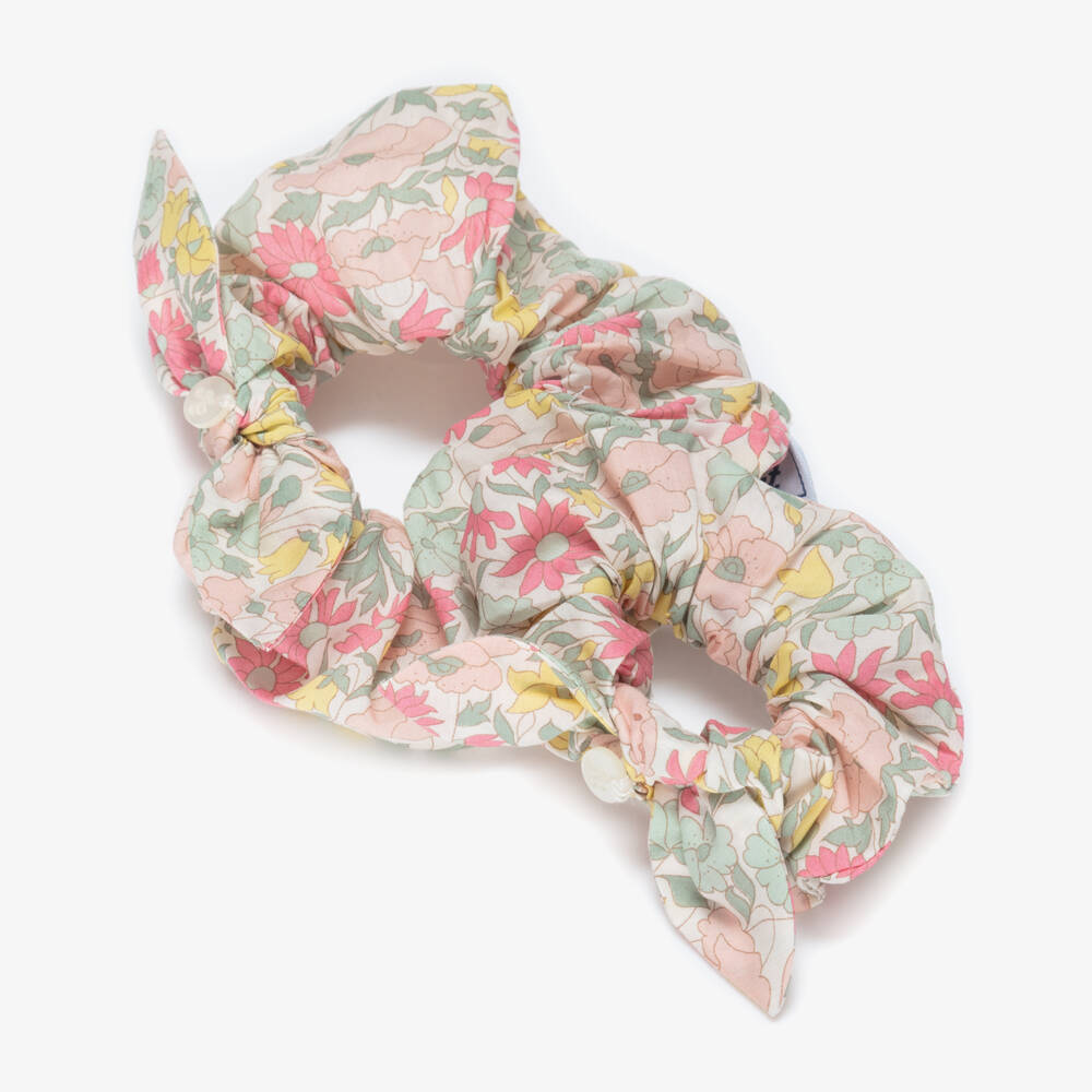 Tartine et Chocolat-Girls Pink & Yellow Hair Scrunchies with Liberty Print (2 Pack) | Childrensalon Outlet