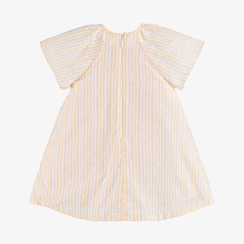 Tartine et Chocolat-Girls Pink & Yellow Striped Plumeti Cotton Dress | Childrensalon Outlet