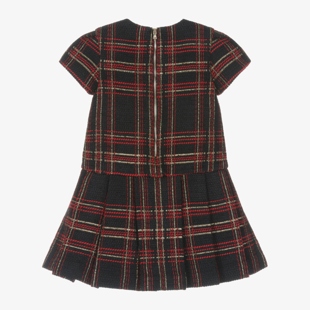 Tartine et Chocolat-Girls Plaid Navy and Red Dress | Childrensalon Outlet
