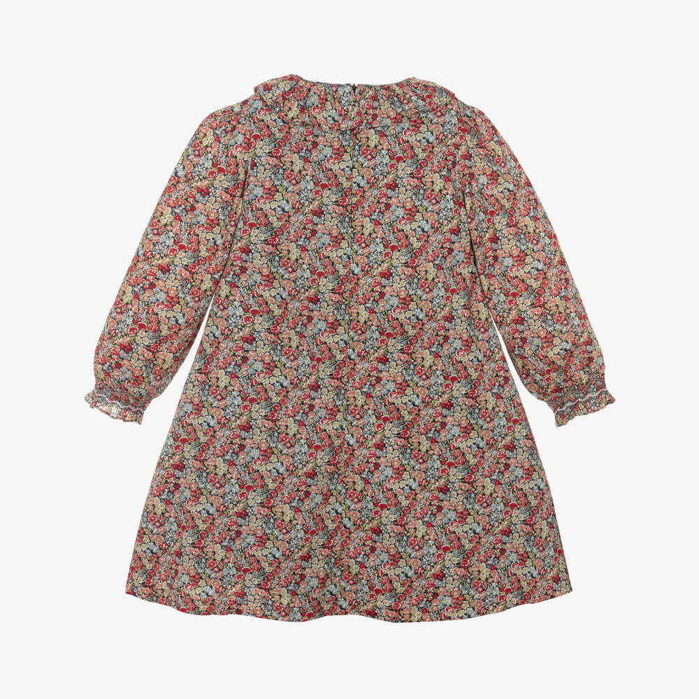 Tartine et Chocolat-Girls Red Floral Liberty Fabric Smocked Cotton Dress | Childrensalon Outlet