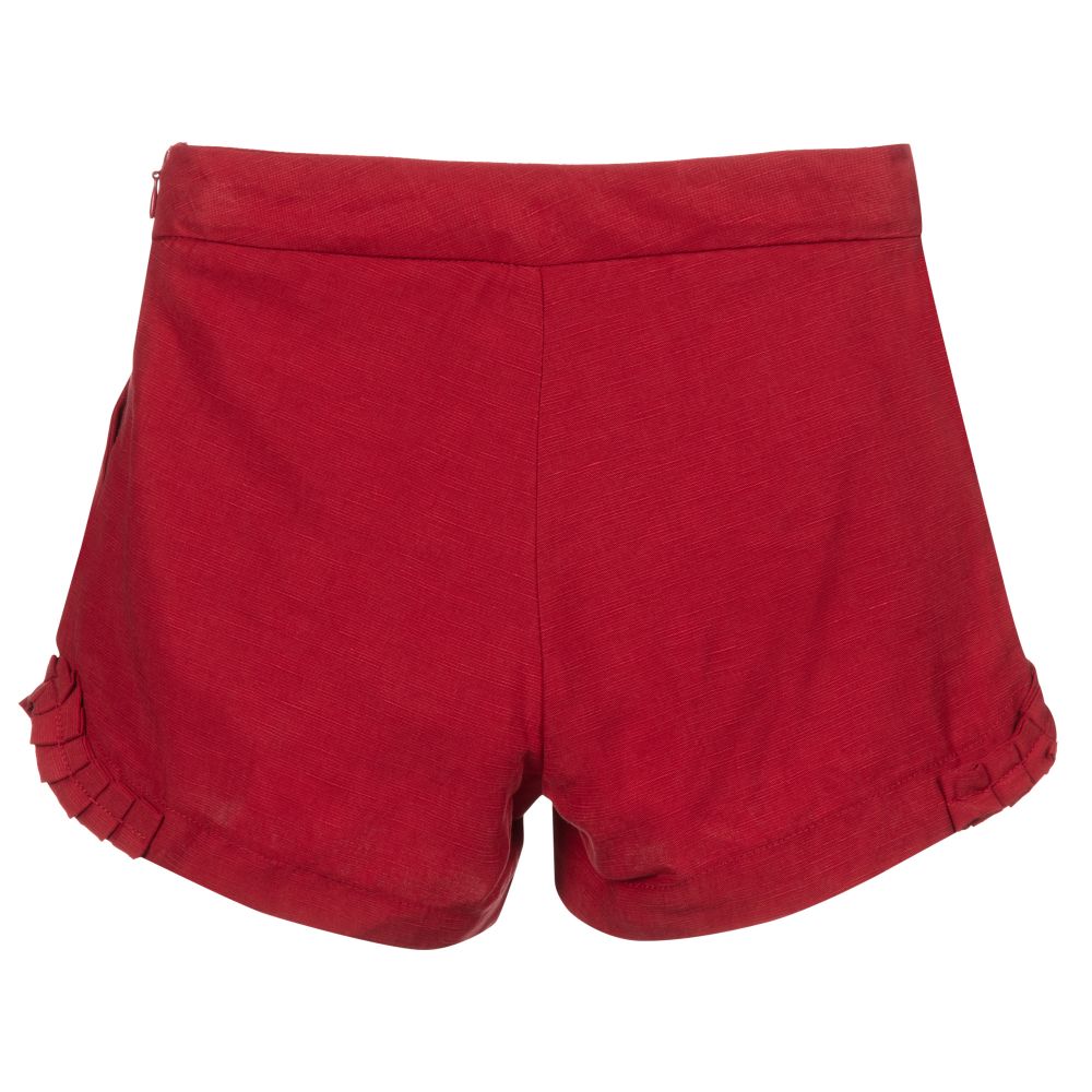 Tartine et Chocolat-Girls Red Ruffle Shorts  | Childrensalon Outlet