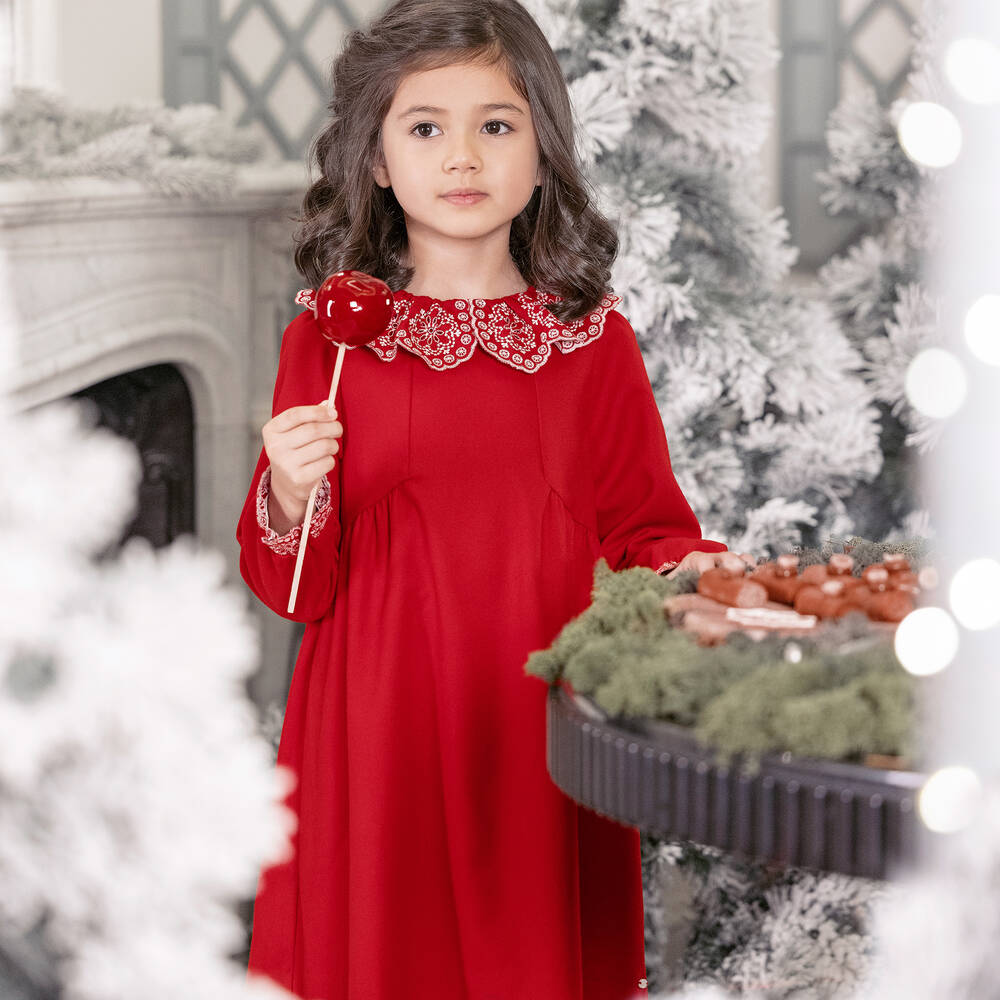 Tartine et Chocolat-Girls Red Viscose Dress  | Childrensalon Outlet