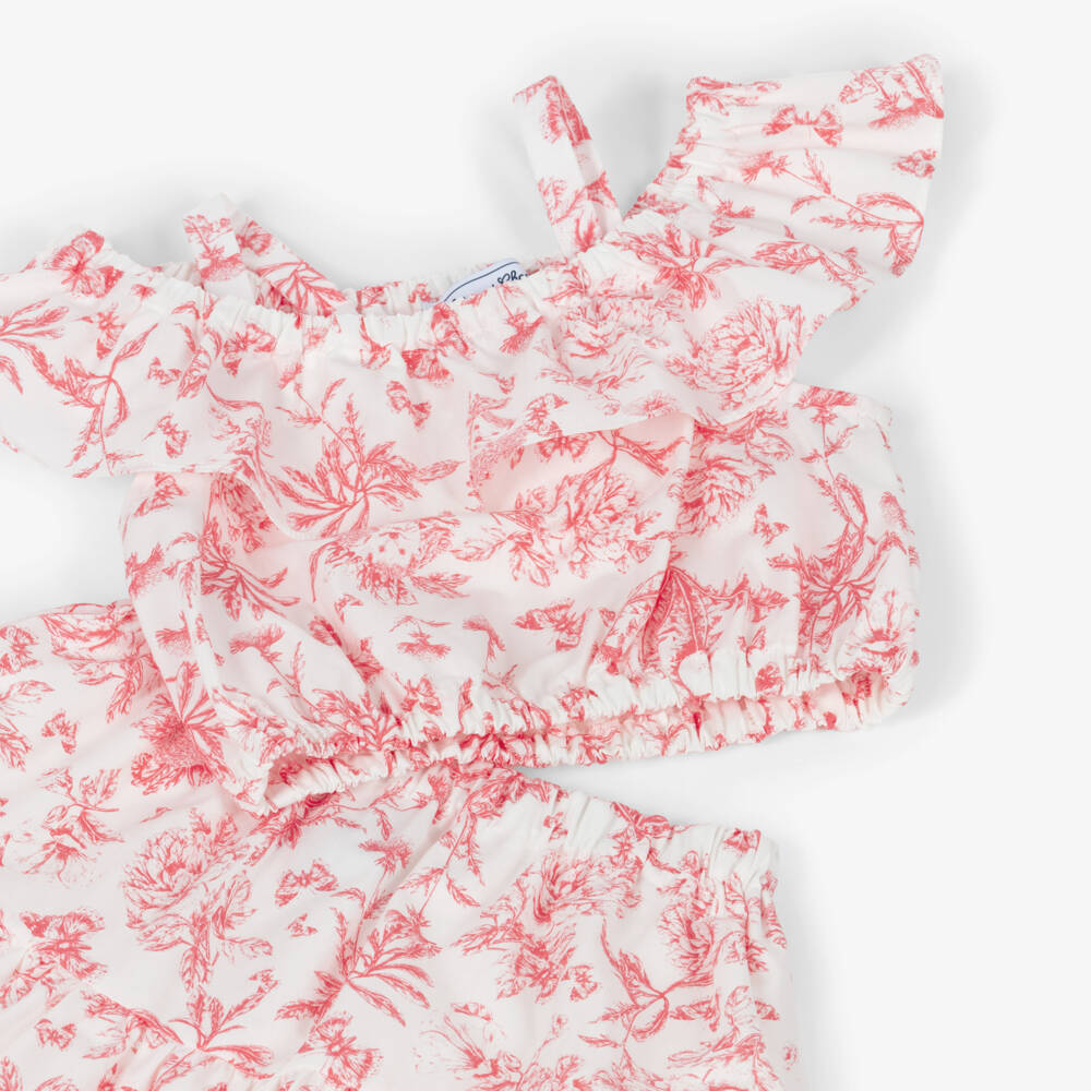 Tartine et Chocolat-طقم تنورة قطنية حمراء وبيضاء للبنات | Childrensalon Outlet