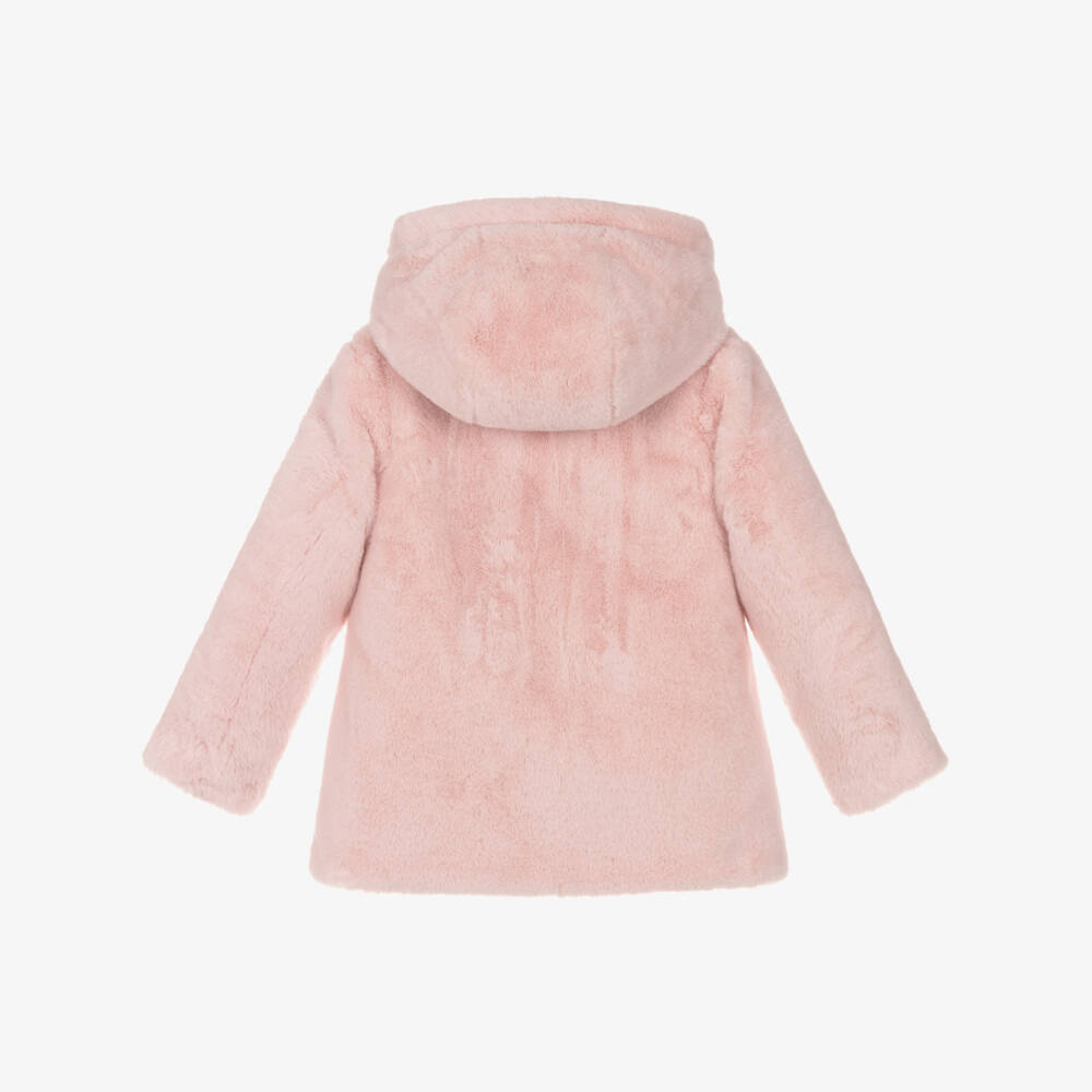 Tartine et Chocolat-Girls Reversible Pink Faux Fur Puffer Coat | Childrensalon Outlet
