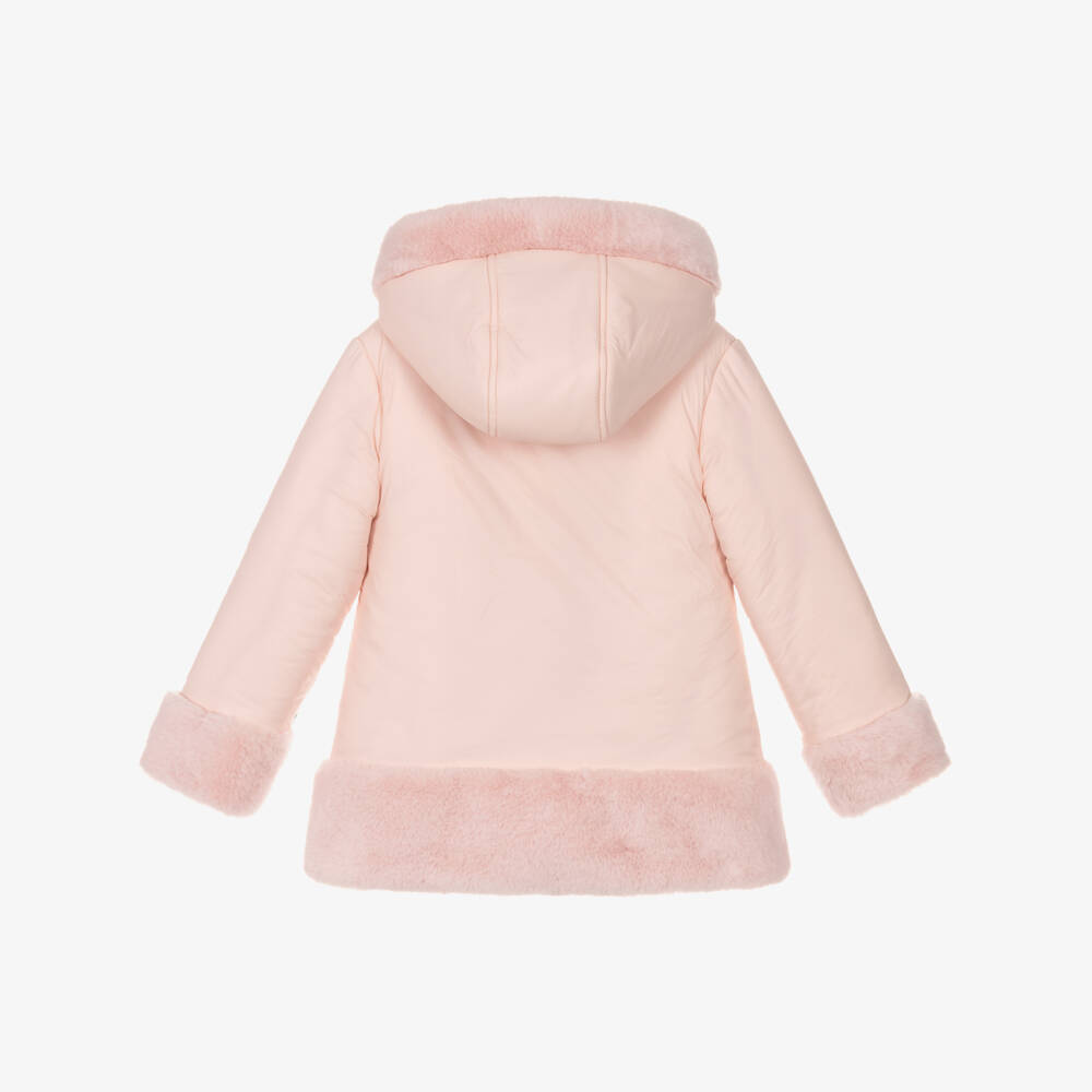 Tartine et Chocolat-Girls Reversible Pink Faux Fur Puffer Coat | Childrensalon Outlet