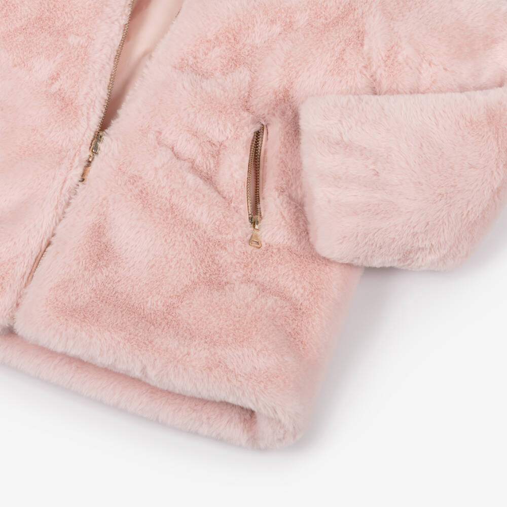 Tartine et Chocolat-Girls Reversible Pink Faux Fur Puffer Coat | Childrensalon Outlet
