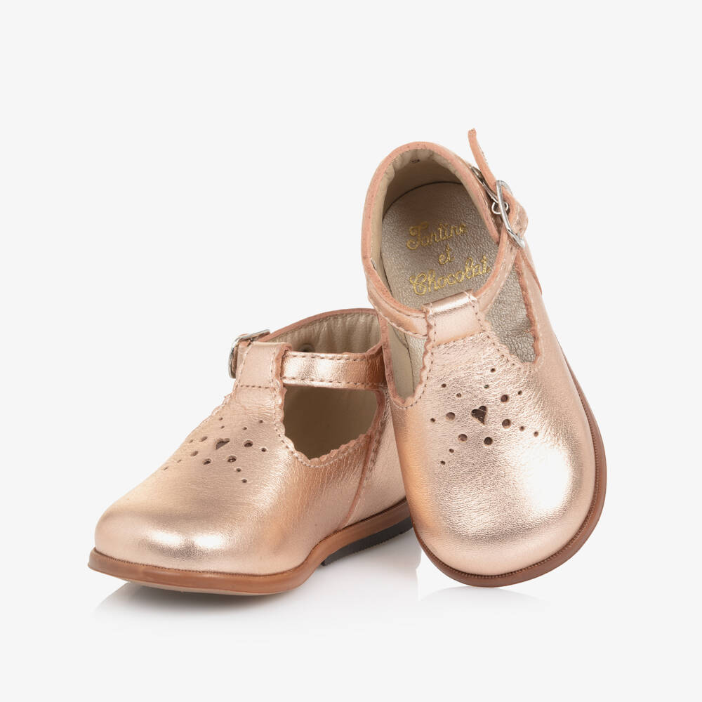 Tartine et Chocolat-Girls Rose Gold Walking Shoes | Childrensalon Outlet