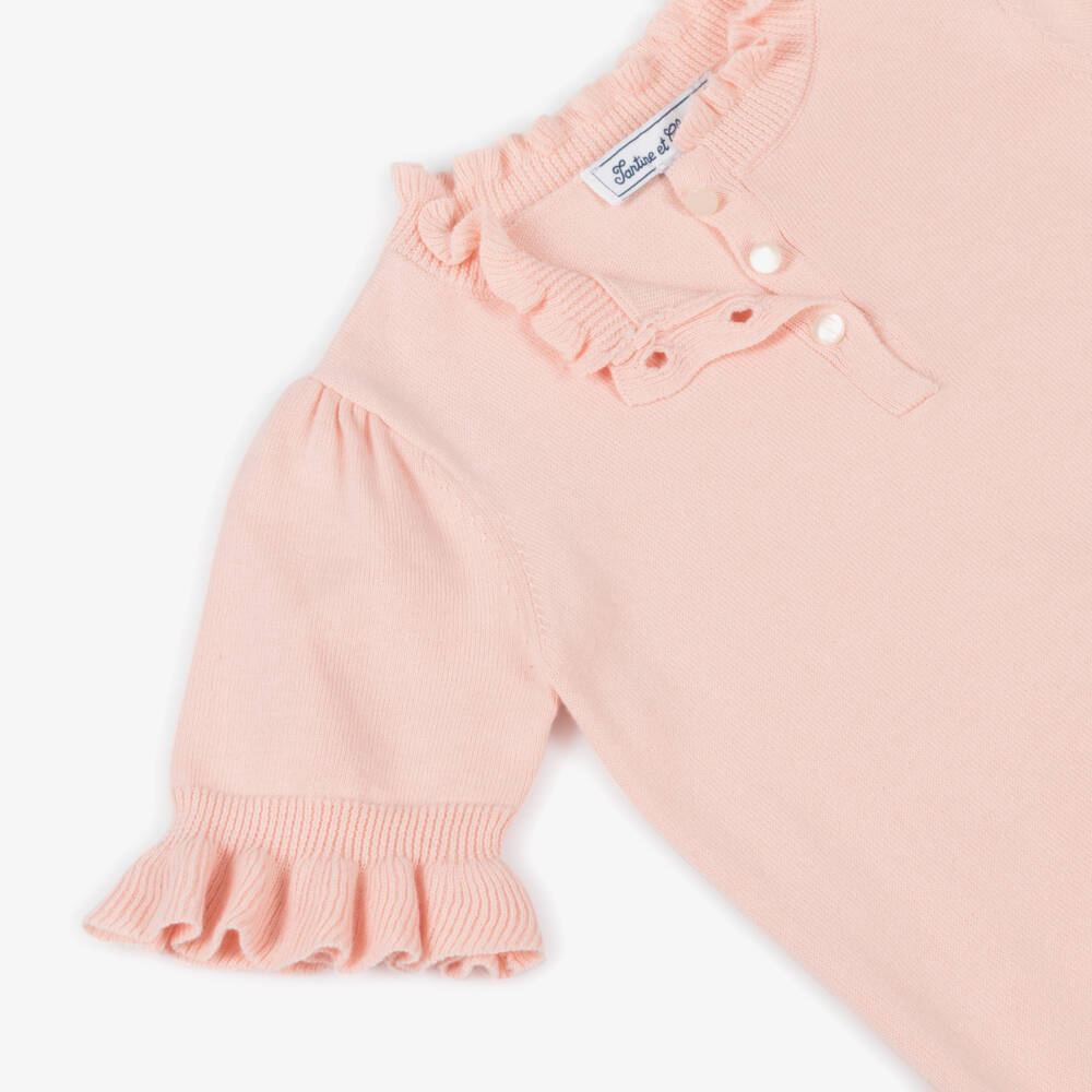 Tartine et Chocolat-بلوفر محبوك وردي للبنات | Childrensalon Outlet