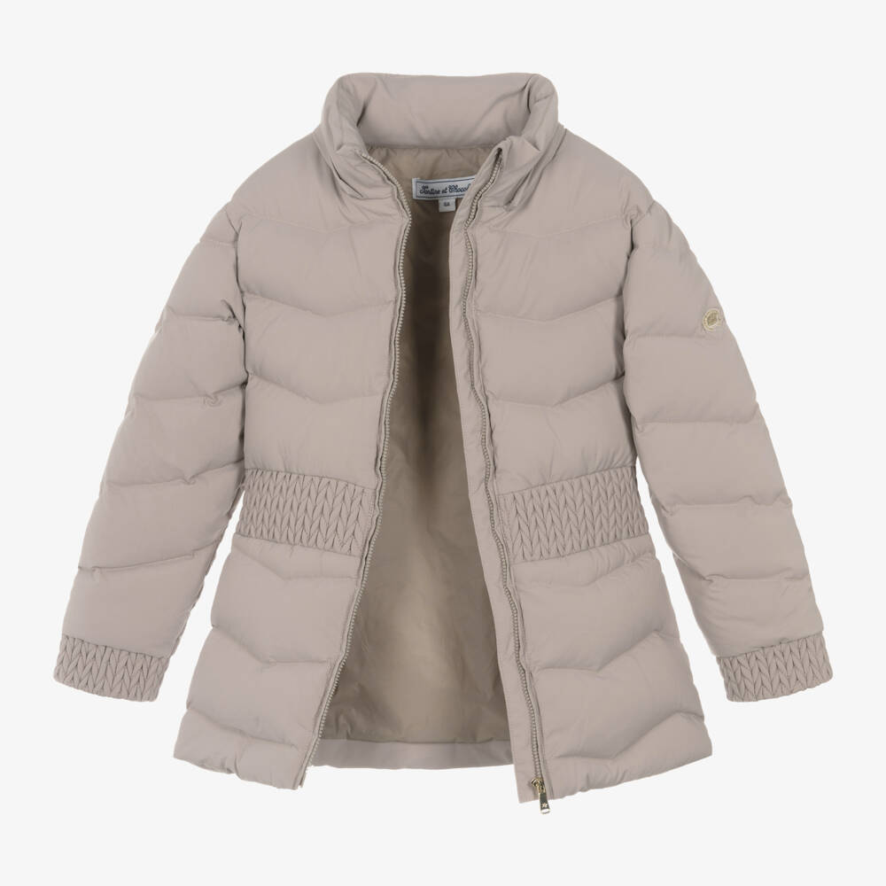 Tartine et Chocolat-Girls Sand Quilted Puffer Jacket | Childrensalon Outlet