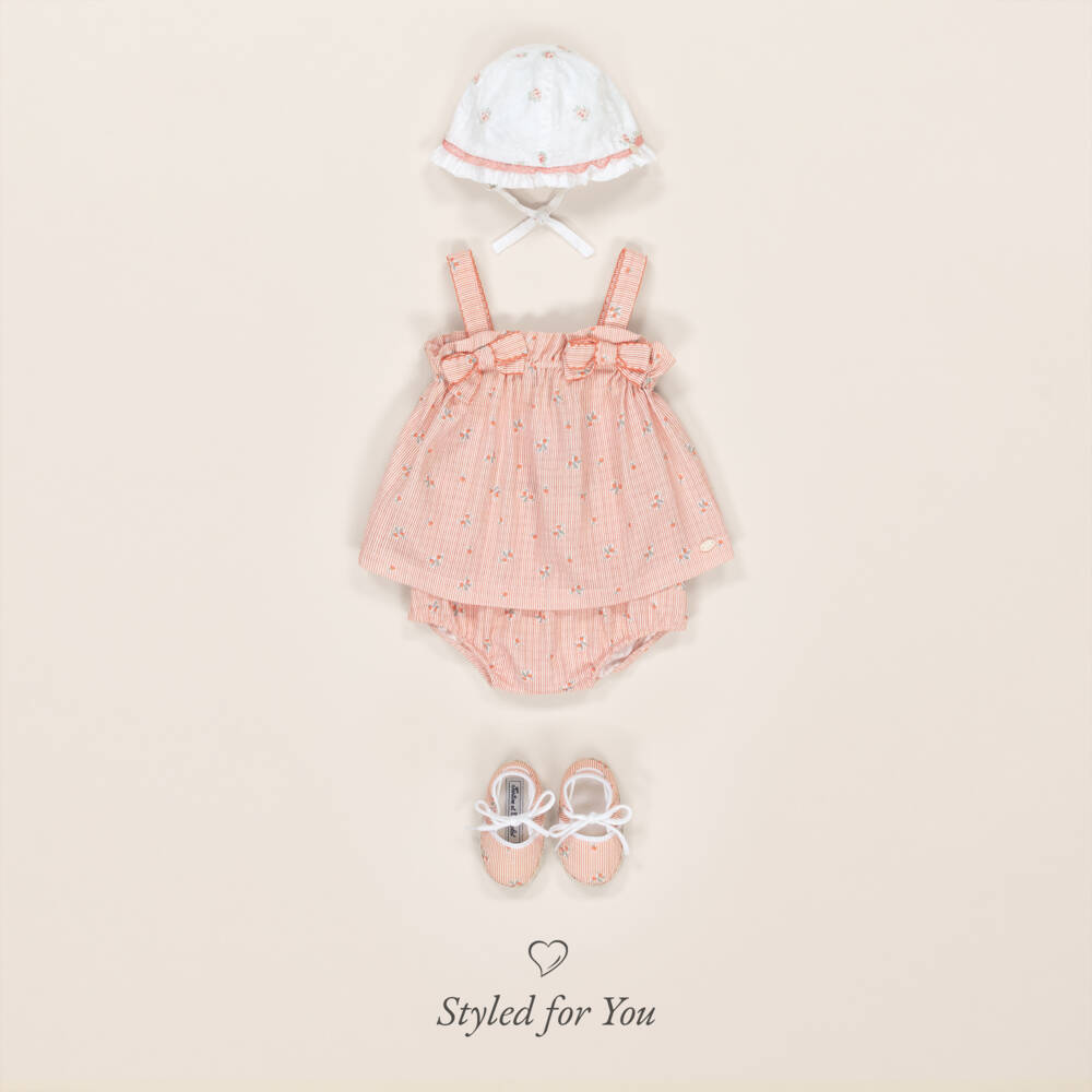 Tartine et Chocolat-Girls Scarlet Stripe Bow Ensemble | Childrensalon Outlet