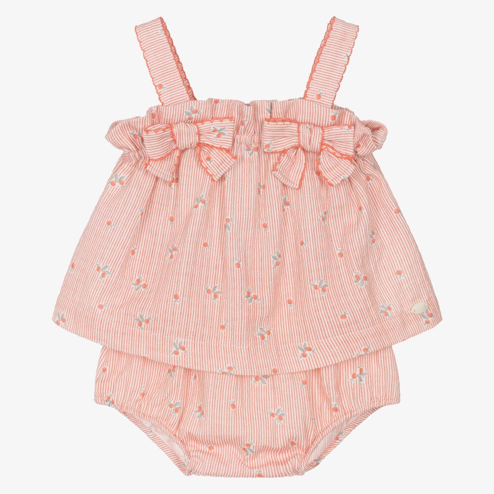 Tartine et Chocolat-Girls Scarlet Stripe Bow Ensemble | Childrensalon Outlet