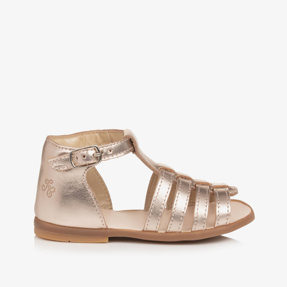 Tartine et Chocolat-Золотистые кожаные шлепанцы для девочек | Childrensalon Outlet