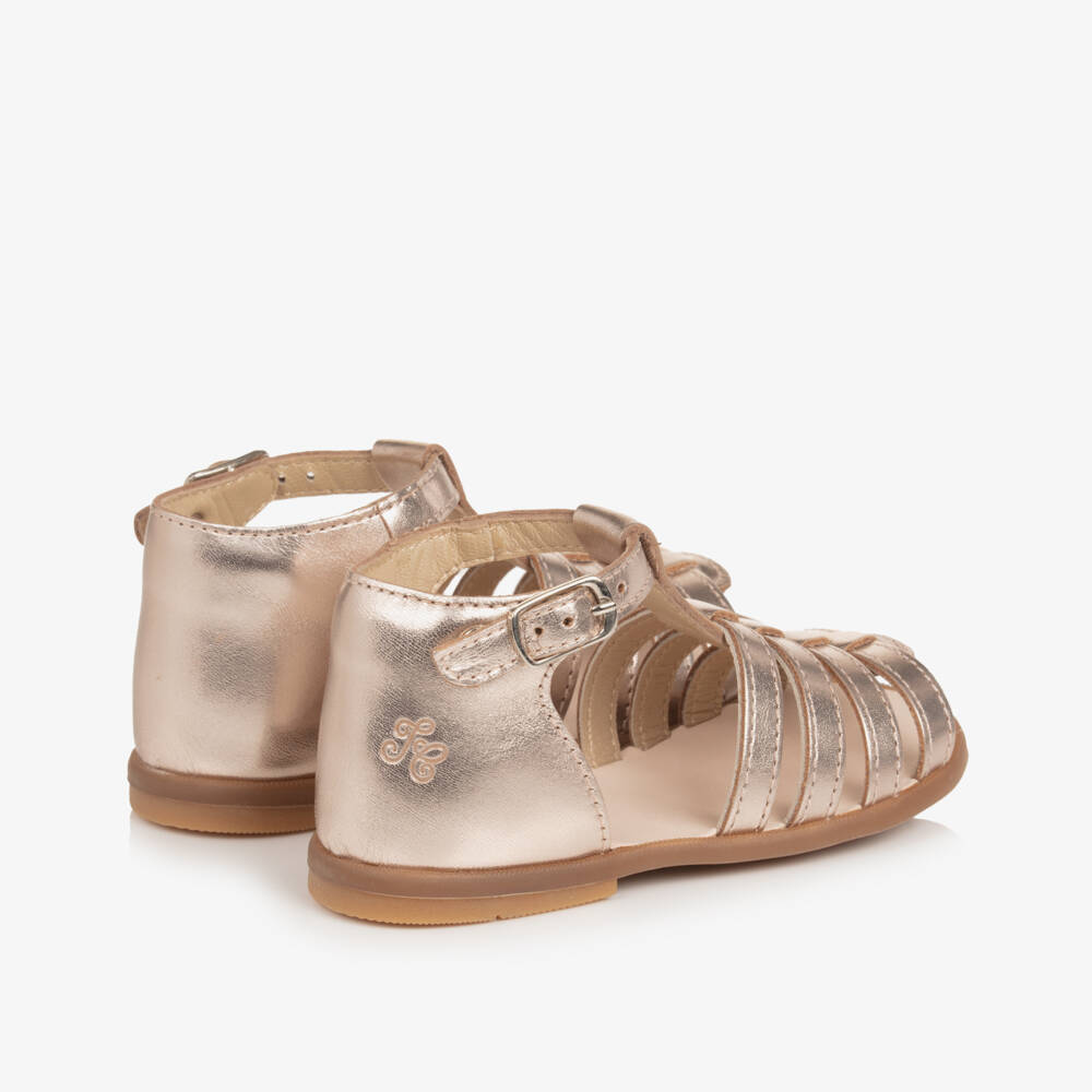 Tartine et Chocolat-Золотистые кожаные шлепанцы для девочек | Childrensalon Outlet