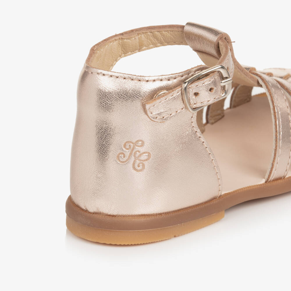 Tartine et Chocolat-Золотистые кожаные шлепанцы для девочек | Childrensalon Outlet