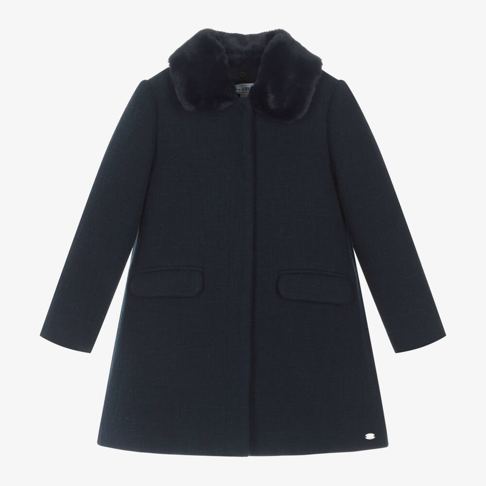 Tartine et Chocolat-Girls Smart Navy Wool Coat | Childrensalon Outlet
